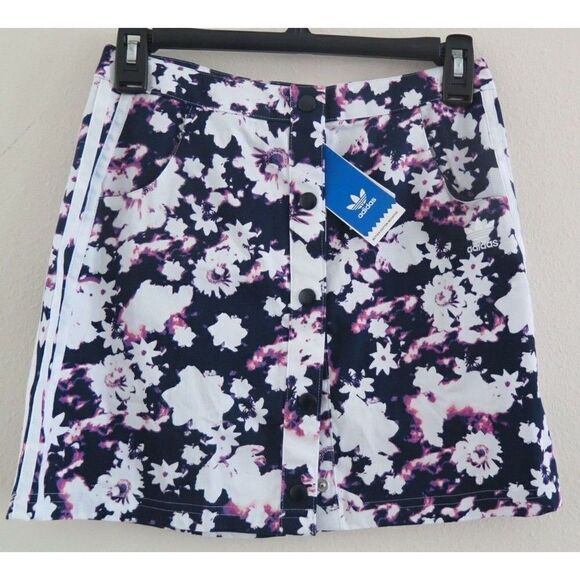 adidas H20446 Women's Sz 2XS Multicolor/Legend Ink Button Down Skirt - Picture 1 of 8